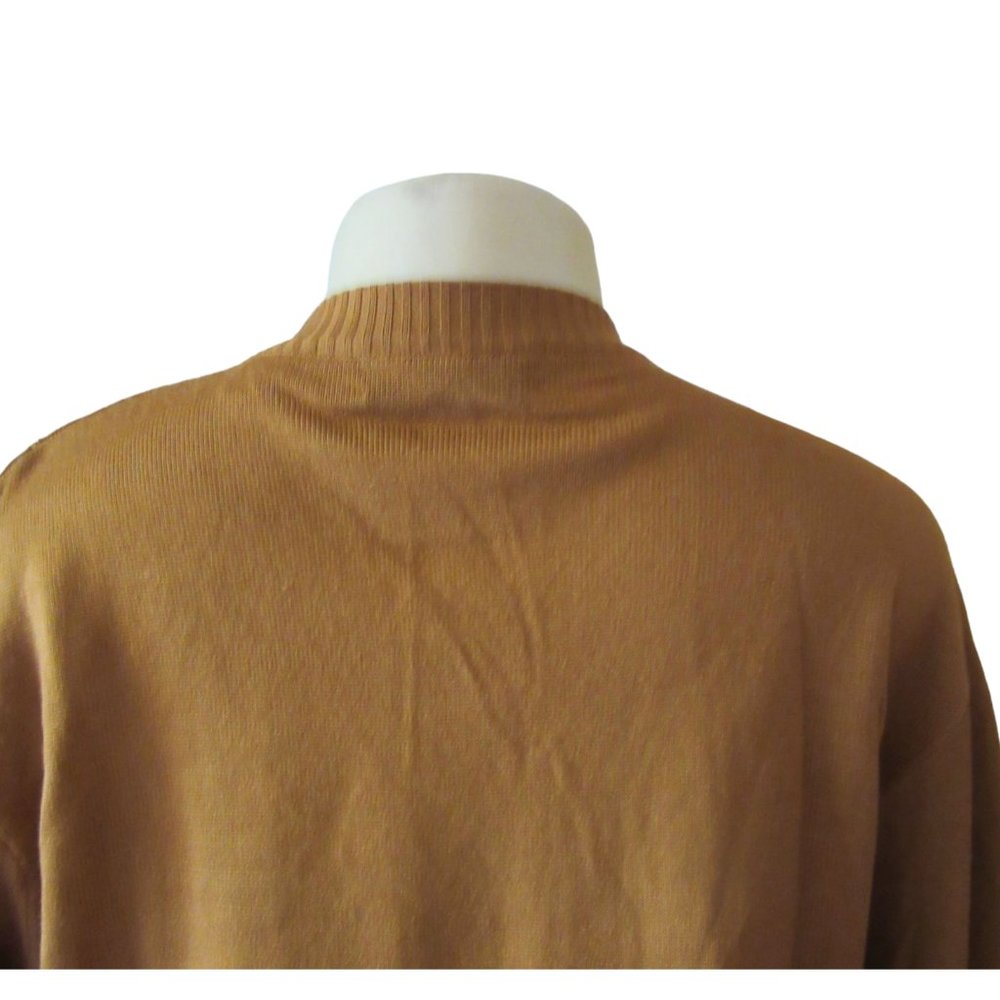 Vintage New w Tags, Saxony Cognac Suede/Leather &Acrylic Sweater in Size L - Picture 6 of 8